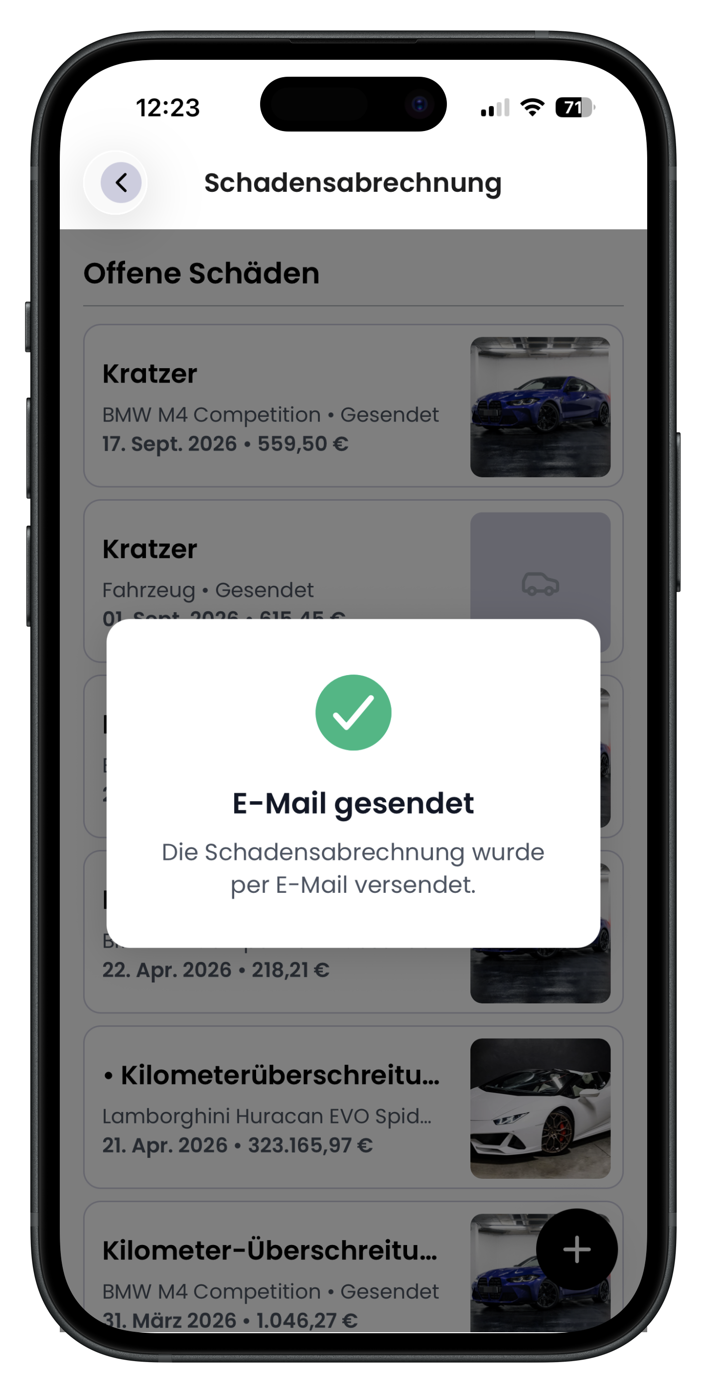 Bestätigung E-Mail gesendet mit neuem Eintrag in der Liste