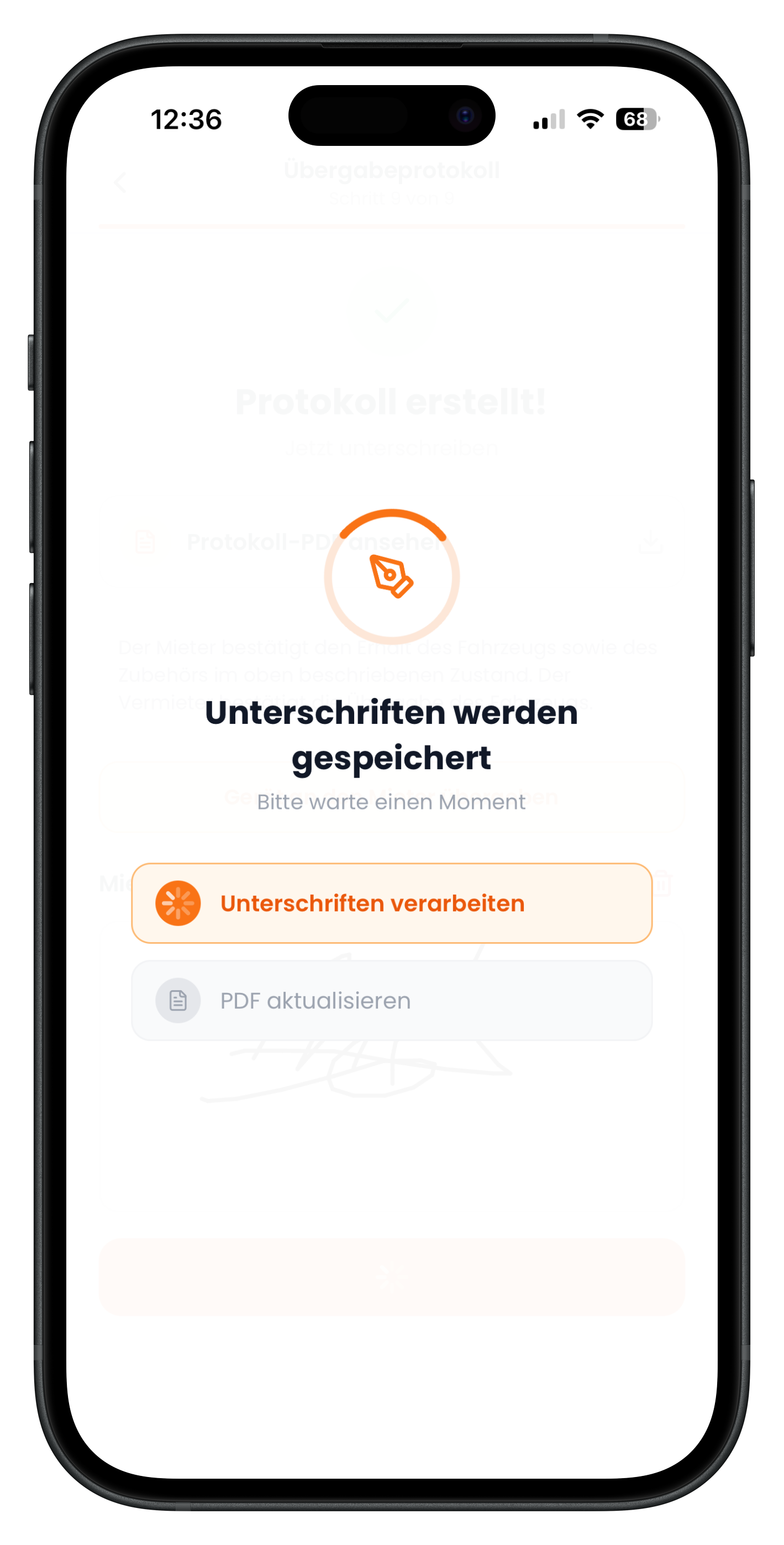 Unterschriften werden gespeichert und das PDF aktualisiert