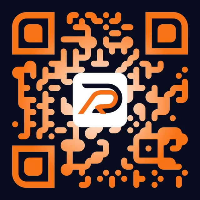 QR-Code zum App-Download, dunkle Variante