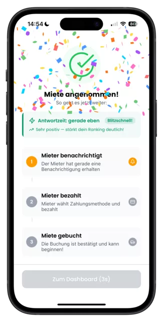 Zusage erteilt: Ablauf bis zur Zahlung des Mieters