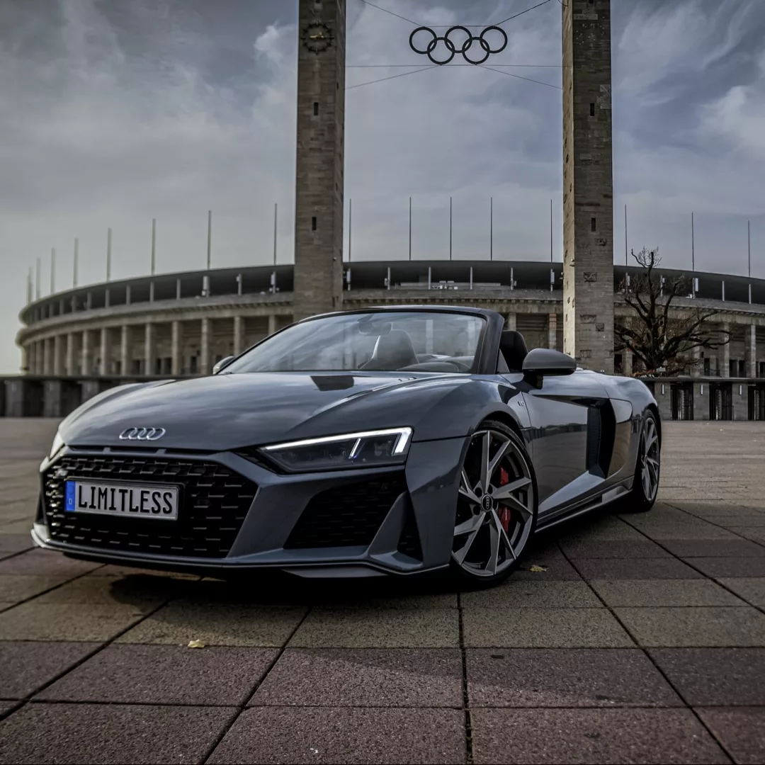 Audi R8 V10 Spyder Performance 2024 mieten Cabrio Roadster Sportwagen Hochzeitsauto