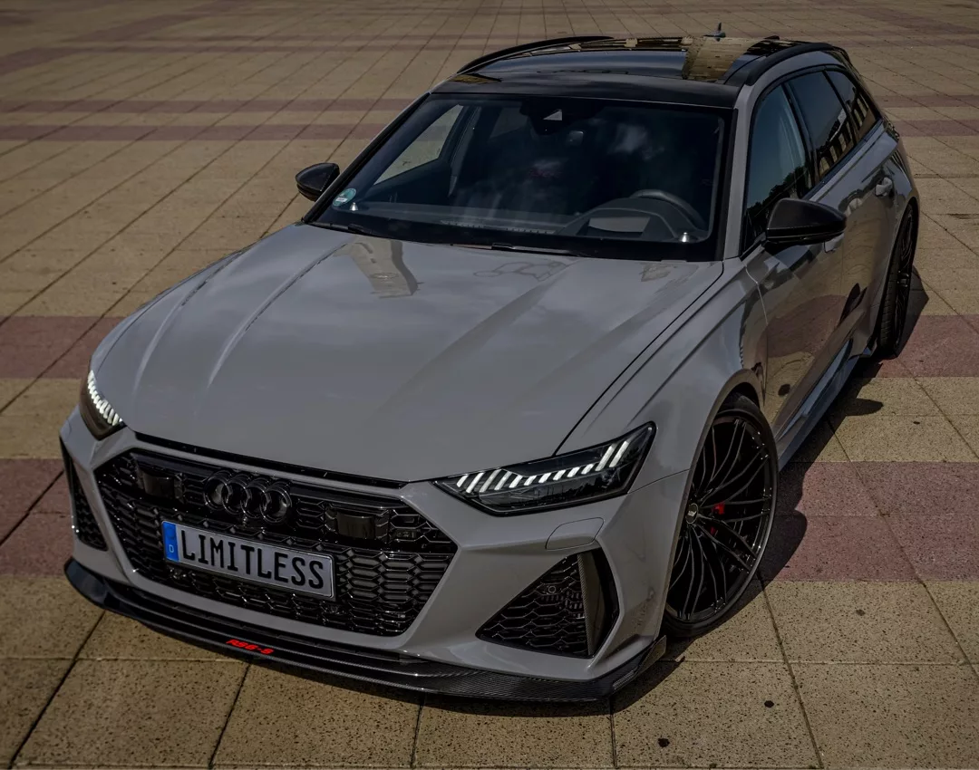 Audi RS6-S ABT 2025 in Grau schräg vorne mieten