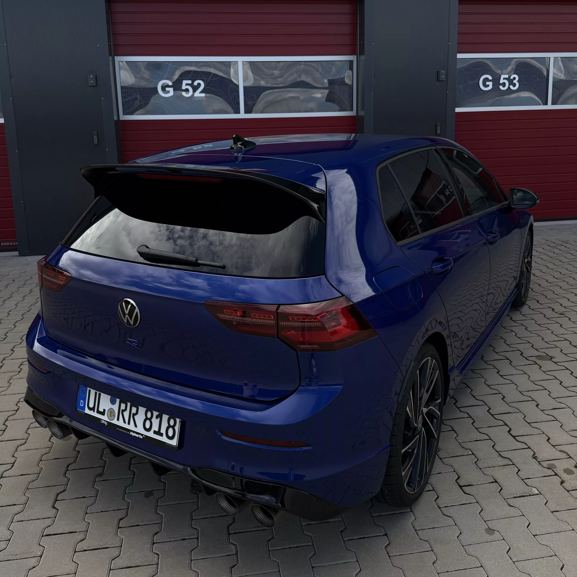 Golf 8R Performance 20 Jahre Edition in Blau, Heckansicht mieten