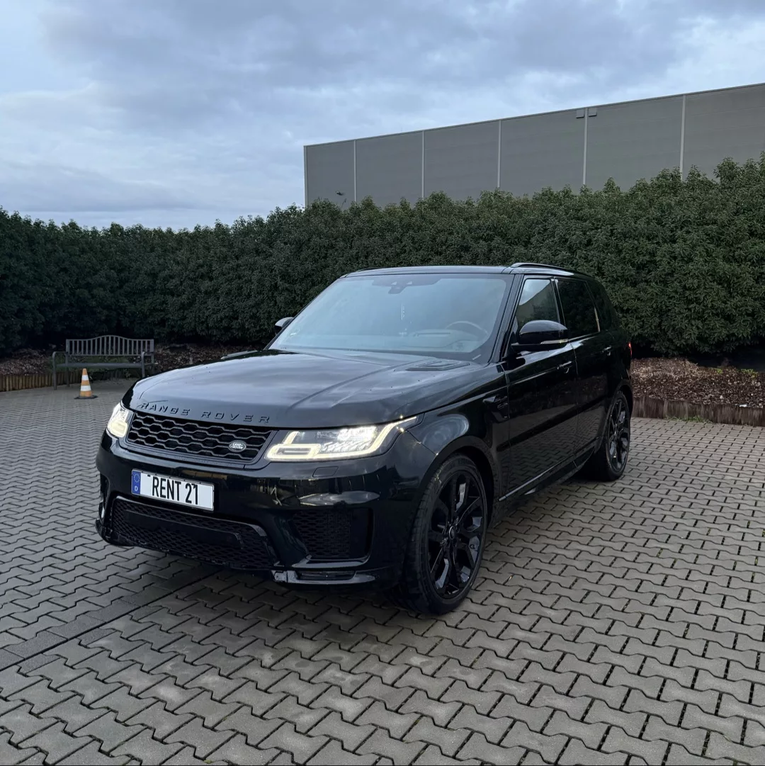 Range Rover Sport V8 in Schwarz von vorne mieten.