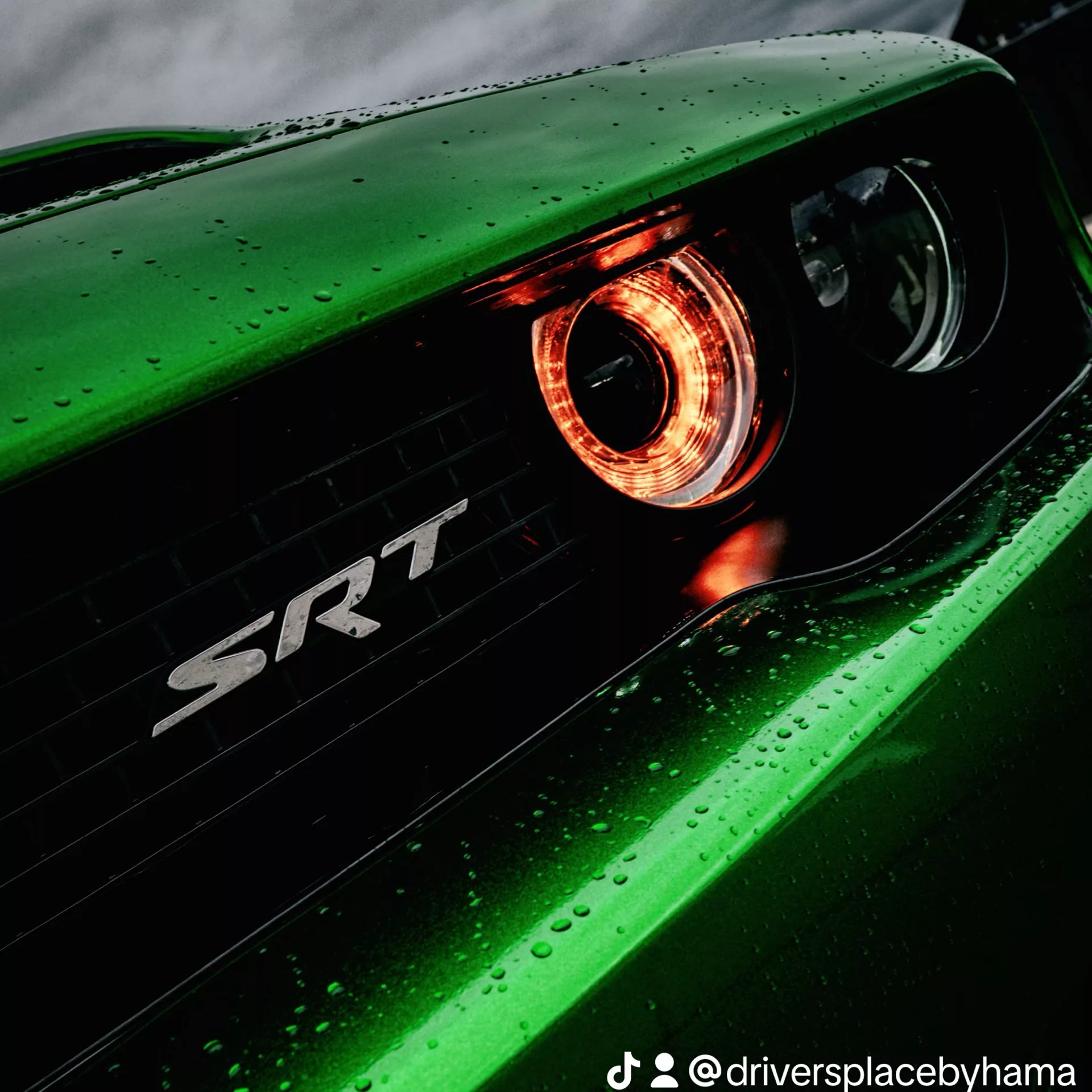 Dodge Challenger SRT Hellcat Kit in Grün Nahaufnahme mieten.